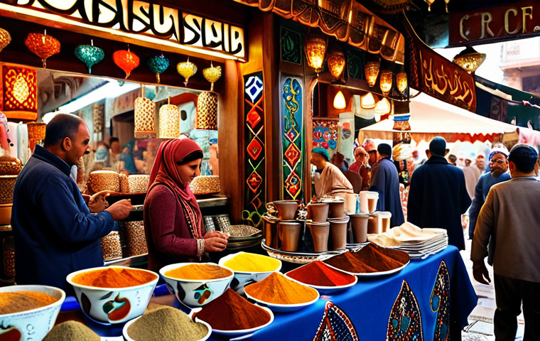 **

"A vibrant, bustling Turkish bazaar. Focus on the rich colors of textiles, spices, and handcrafted goods. Capture the energy and lively interactions of vendors and customers. Perhaps a التركية قهوة (Turkish coffee) stand in the background, adding to the atmosphere."

**