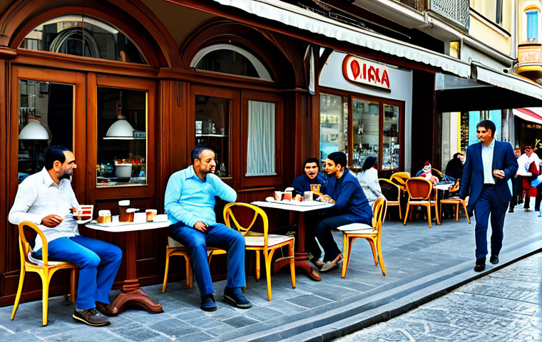 Istanbul Street Scene**

"A bustling Istanbul street scene, featuring a cafe with people enjoying Turkish coffee and pastries, fully clothed, modest clothing, appropriate attire, safe for work, perfect anatomy, correct proportions, natural pose, professional photography, high quality, family-friendly."

**