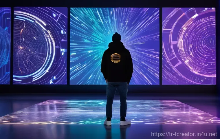 창의적 디지털 기술 활용 사례 - **AI-Enhanced Artistic Creation:**
"A bright, futuristic art studio where a young adult artist, ...