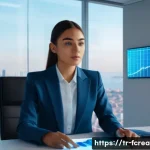 미래형 커뮤니케이션 도구 - **Prompt:** A young woman in her early 20s is attending a holographic business meeting. She is weari...